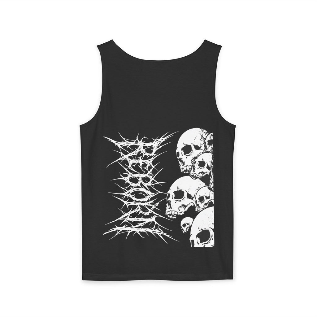 Edgy Skull Design Tank Top, Graphic Sleeveless Tee for Concerts, Festival Wear, Summer Style, Unisex Casual Top
