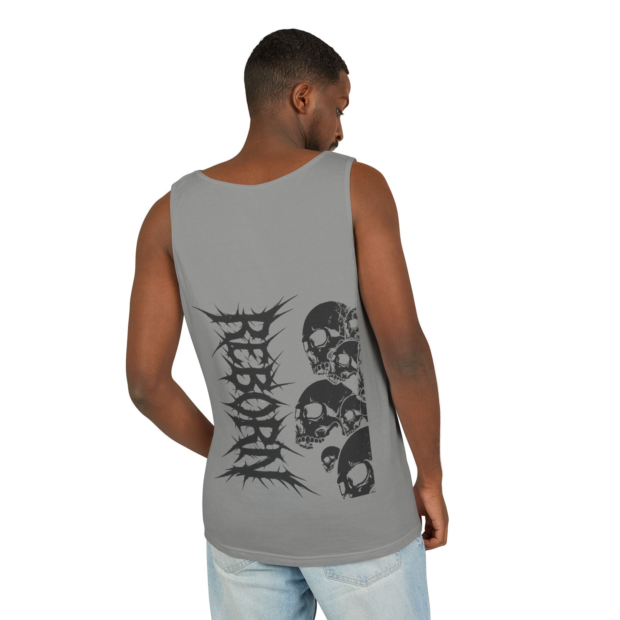 Edgy Skull Design Tank Top, Graphic Sleeveless Tee for Concerts, Festival Wear, Summer Style, Unisex Casual Top