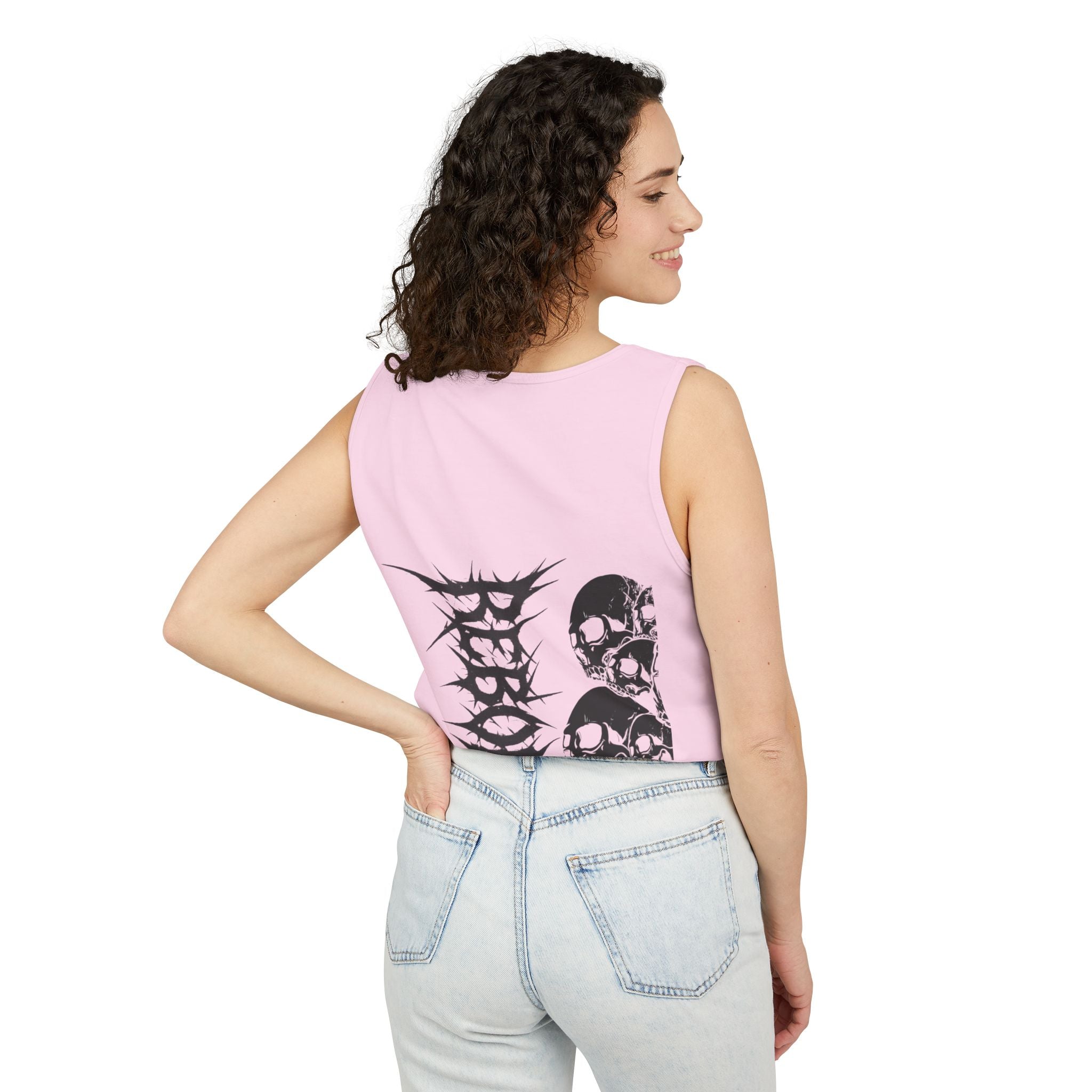 Edgy Skull Design Tank Top, Graphic Sleeveless Tee for Concerts, Festival Wear, Summer Style, Unisex Casual Top