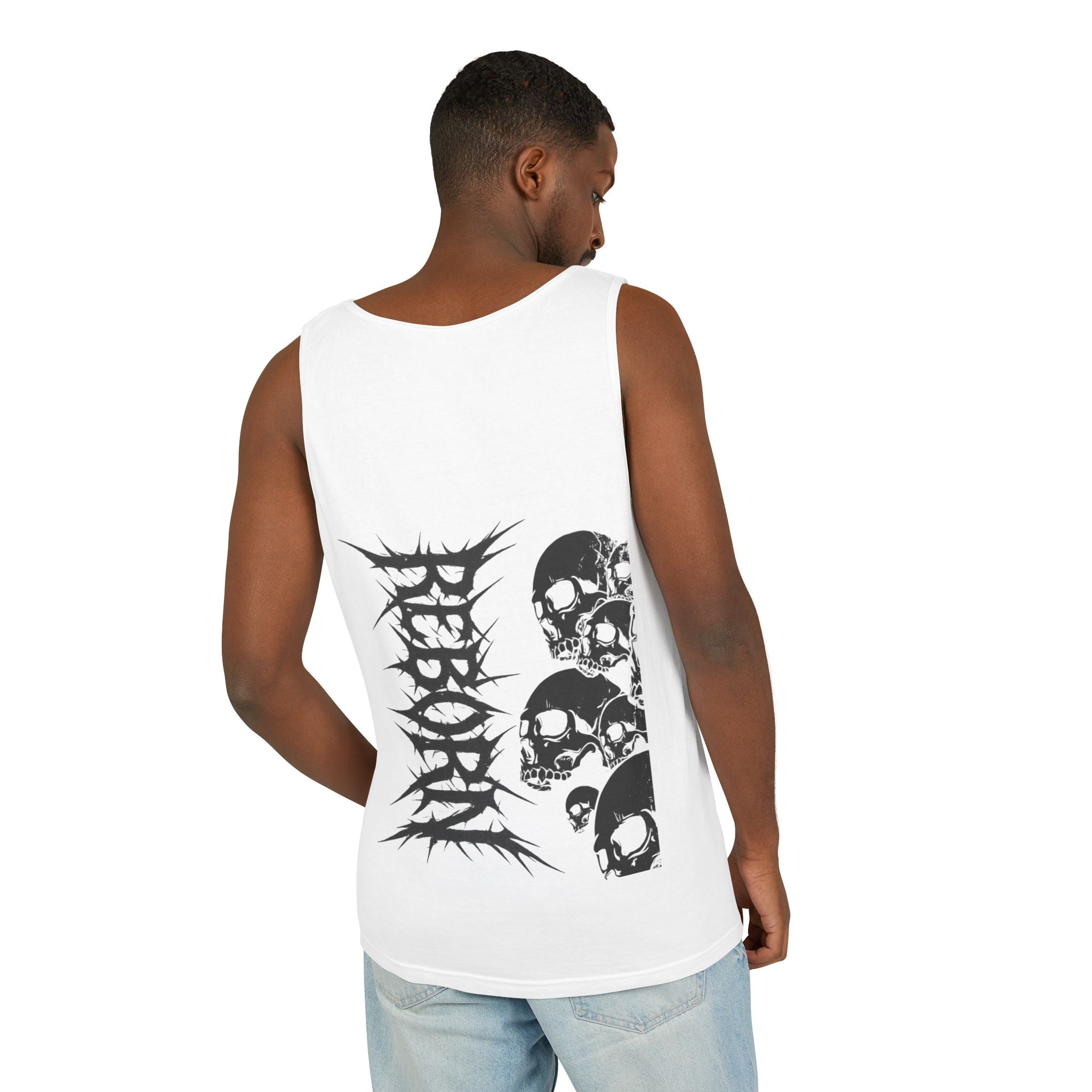 Edgy Skull Design Tank Top, Graphic Sleeveless Tee for Concerts, Festival Wear, Summer Style, Unisex Casual Top