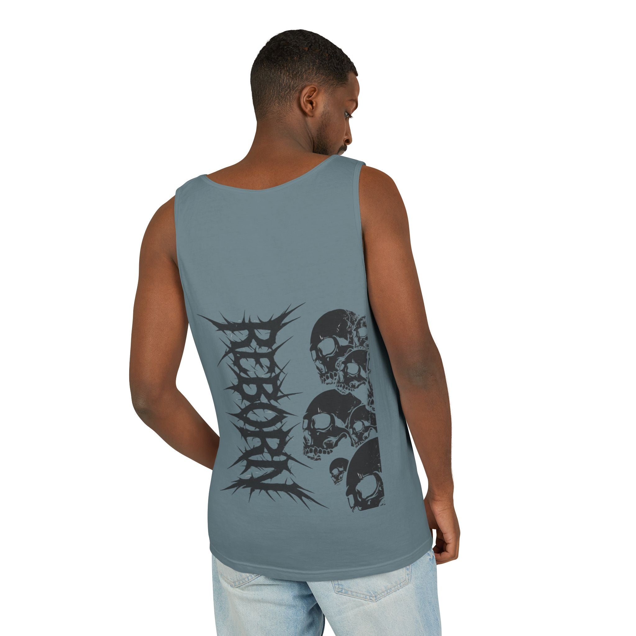 Edgy Skull Design Tank Top, Graphic Sleeveless Tee for Concerts, Festival Wear, Summer Style, Unisex Casual Top